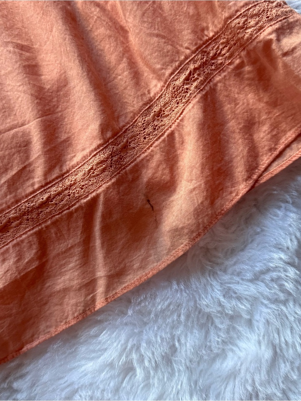 Wilfred by Aritzia "La Boheme" Elia mini babydoll dress in peach orange - Picture 9 of 10